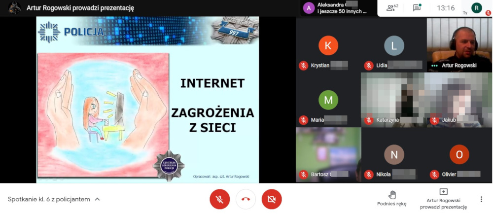 Slajd dotyczący tematyki "Internat zagrożenia w sieci"