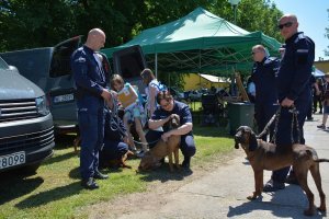 Pani Komendant CSP na stanowisku promującym psy tropiące osoby metodą mantrailingową.