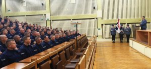 wystąpienie insp. Marcina Szyndlera podczas ceremonii