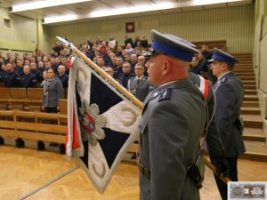 Uroczyste zakończenie szkolenia zawodowego podstawowego - aula Centrum Szkolenia Policji.