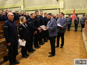 Uroczyste zakończenie szkolenia zawodowego podstawowego - aula Centrum Szkolenia Policji.