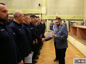 Uroczyste zakończenie szkolenia zawodowego podstawowego - aula Centrum Szkolenia Policji.