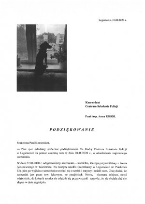 Podziękowanie dla funkcjonariusza